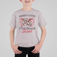 Funny Sorry Cupid I've Been Feral T Shirt For Kid Valentine's Day Cupid Racoon