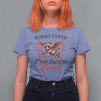 Funny Sorry Cupid I've Been Feral T Shirt For Women Valentine's Day Cupid Racoon