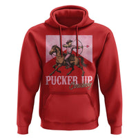 Funny Valentine's Day Western Cowboy Hoodie Pucker Up Cowboy Cupid