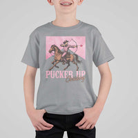 Funny Valentine's Day Western Cowboy T Shirt For Kid Pucker Up Cowboy Cupid