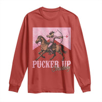 Funny Valentine's Day Western Cowboy Long Sleeve Shirt Pucker Up Cowboy Cupid