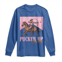Funny Valentine's Day Western Cowboy Long Sleeve Shirt Pucker Up Cowboy Cupid