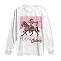Funny Valentine's Day Western Cowboy Long Sleeve Shirt Pucker Up Cowboy Cupid
