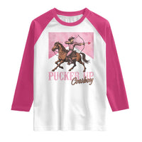 Funny Valentine's Day Western Cowboy Raglan Shirt Pucker Up Cowboy Cupid