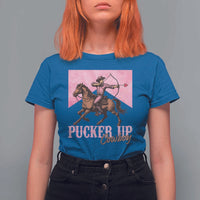 Funny Valentine's Day Western Cowboy T Shirt For Women Pucker Up Cowboy Cupid