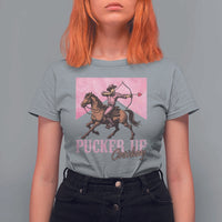 Funny Valentine's Day Western Cowboy T Shirt For Women Pucker Up Cowboy Cupid