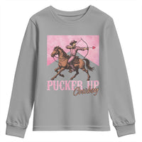 Funny Valentine's Day Western Cowboy Youth Sweatshirt Pucker Up Cowboy Cupid