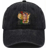 Juneteenth 1865 Washed Cotton Baseball Cap Black Leaders African American Heritage