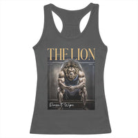 Funny The Lion Doesnt Wipe Racerback Tank Top Gen Z Joke Brainrot Raunchy Meme