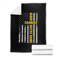 God Family Notre Dame Throw Blanket Irish Patriotic American Flag