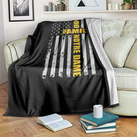 God Family Notre Dame Throw Blanket Irish Patriotic American Flag