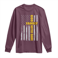 God Family Notre Dame Long Sleeve Shirt Irish Patriotic American Flag