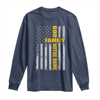 God Family Notre Dame Long Sleeve Shirt Irish Patriotic American Flag