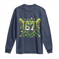 Funny St Patricks Day 67 Six Seven Baseball Ice Cream Drip Long Sleeve Shirt