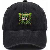 Funny St Patricks Day 67 Six Seven Baseball Ice Cream Drip Washed Cotton Baseball Cap