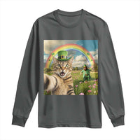 St Patricks Day Cat Selfie with Leprechaun Long Sleeve Shirt