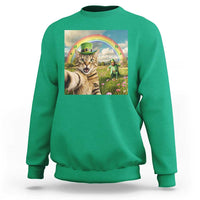 St Patricks Day Cat Selfie with Leprechaun Sweatshirt