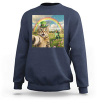 St Patricks Day Cat Selfie with Leprechaun Sweatshirt