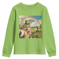 St Patricks Day Cat Selfie with Leprechaun Youth Sweatshirt