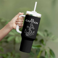 El Capitan Boating Captain Tumbler With Handle Funny Boat Sailing Vintage Anchor