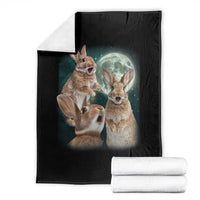 Funny Three Bunny Moon Humorous Rabbit Meme Throw Blanket