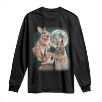 Funny Three Bunny Moon Humorous Rabbit Meme Long Sleeve Shirt