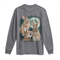 Funny Three Bunny Moon Humorous Rabbit Meme Long Sleeve Shirt