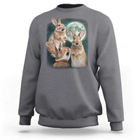 Funny Three Bunny Moon Humorous Rabbit Meme Sweatshirt