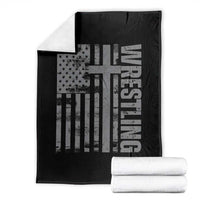 Wrestling Christian Vintage Patriotic American Flag Throw Blanket