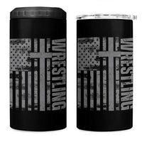 Wrestling Christian Vintage Patriotic American Flag 4 in 1 Can Cooler Tumbler