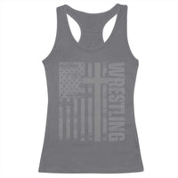 Wrestling Christian Vintage Patriotic American Flag Racerback Tank Top