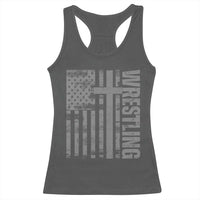 Wrestling Christian Vintage Patriotic American Flag Racerback Tank Top