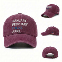 January February Duke April Washed Cotton Baseball Cap Basketball Game Day