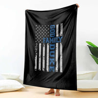 God Family Duke Throw Blanket Blue Game Day Vintage American Flag