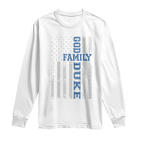 God Family Duke Long Sleeve Shirt Blue Game Day Vintage American Flag