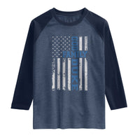 God Family Duke Raglan Shirt Blue Game Day Vintage American Flag