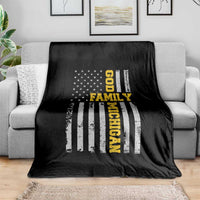 God Family Michigan Throw Blanket Game Day Vintage American Flag