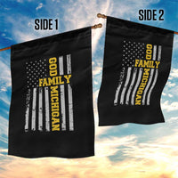 God Family Michigan Garden Flag Game Day Vintage American Flag