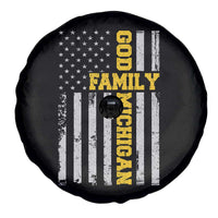 God Family Michigan Spare Tire Cover Game Day Vintage American Flag
