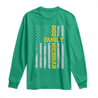 God Family Michigan Long Sleeve Shirt Game Day Vintage American Flag