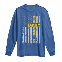 God Family Michigan Long Sleeve Shirt Game Day Vintage American Flag