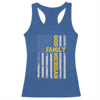 God Family Michigan Racerback Tank Top Game Day Vintage American Flag