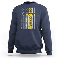 God Family Michigan Sweatshirt Game Day Vintage American Flag