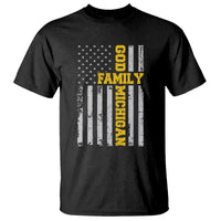 God Family Michigan T Shirt Game Day Vintage American Flag