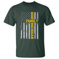 God Family Michigan T Shirt Game Day Vintage American Flag