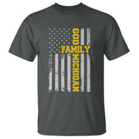 God Family Michigan T Shirt Game Day Vintage American Flag