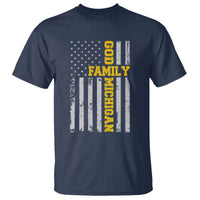 God Family Michigan T Shirt Game Day Vintage American Flag