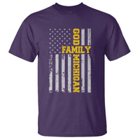 God Family Michigan T Shirt Game Day Vintage American Flag