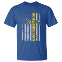 God Family Michigan T Shirt Game Day Vintage American Flag