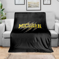 Michigan Fan Throw Blanket MI State Sports Game Day Scratch Mark